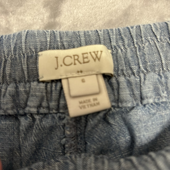 J. Crew Pants Chambray Pull on Drawstring Ankle Size 6 resort vacation boho - Picture 2 of 7